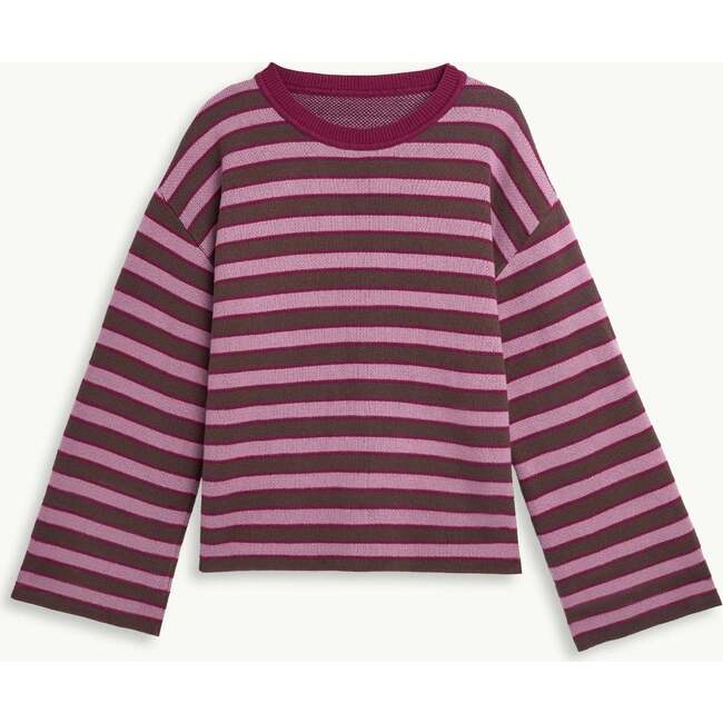 Women's Organic Cotton Sweater, Berry Stripes
