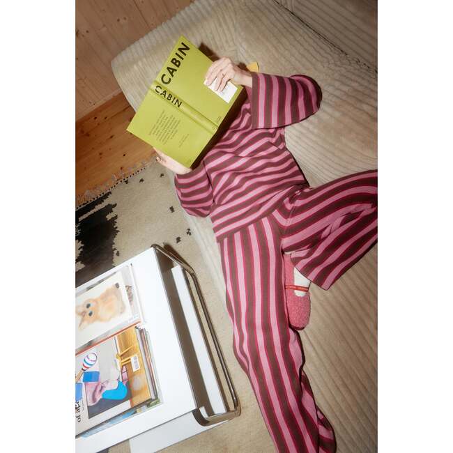 Women's Organic Cotton Pants, Berry Stripes