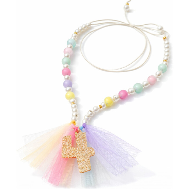 Number 4 Gold Glitter Necklace