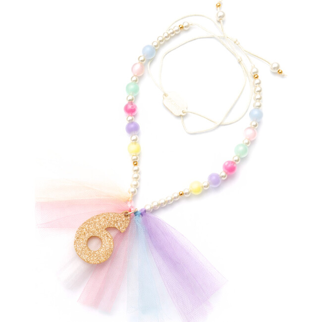 Number 6 Gold Glitter Necklace