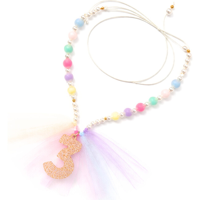 Number 3 Gold Glitter Necklace