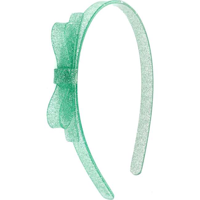 Thin Bow Glitter Light Green Headband