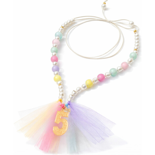 Number 5 Gold Glitter Necklace