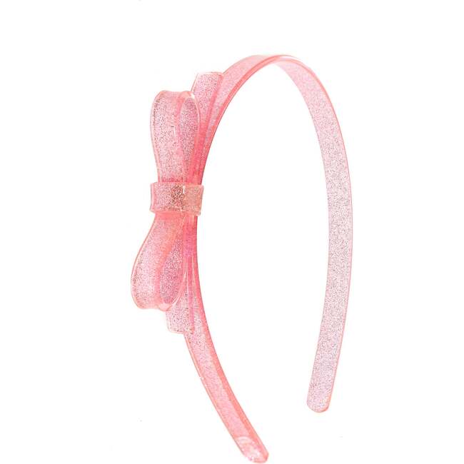 Thin Bow Glitter Pink Headband