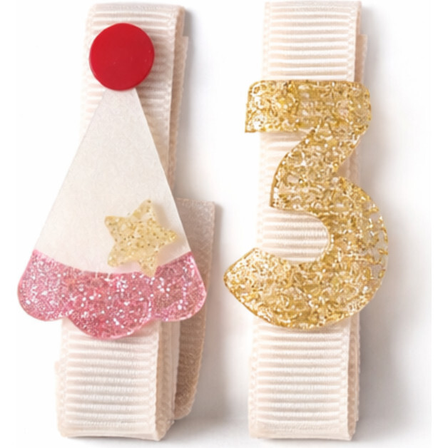 Little Party Hat Number 3 Hair Clips