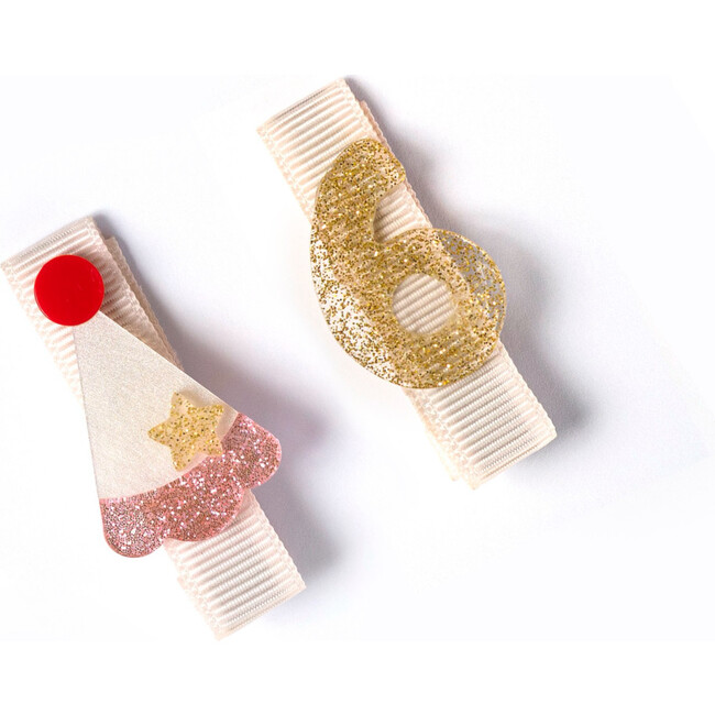 Little Party Hat Number 6 Hair Clips