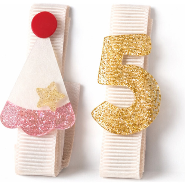 Little Party Hat Number 5 Hair Clips