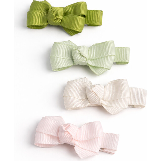Little Bows Green Shades Fabric Hair Clips