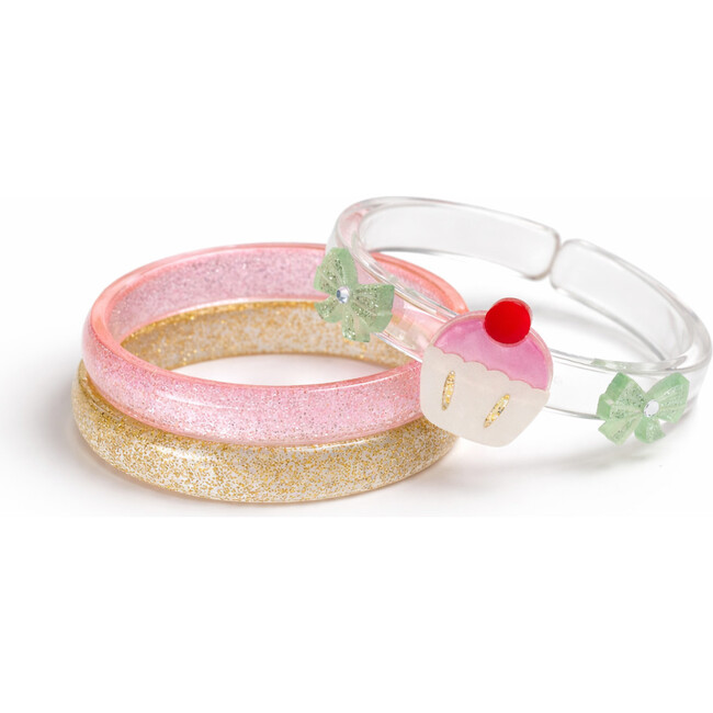 Cupcakes & Bows Glitter Pink Bangles