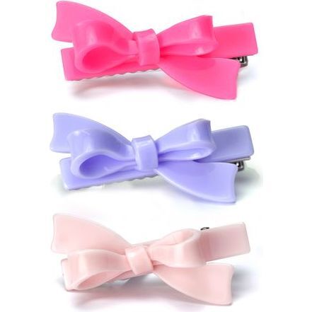 Bows Purple Pink Neon Hair Clips