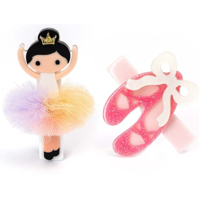 Ballerina Rainbow Tutu - Ballet Slipper Hair Clip (Pair)