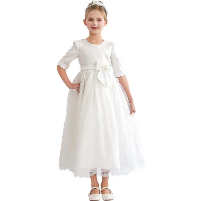 Shannora Puff Sleeve Formal Dress, White