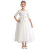 Shannora Puff Sleeve Formal Dress, White - Dresses - 1 - thumbnail