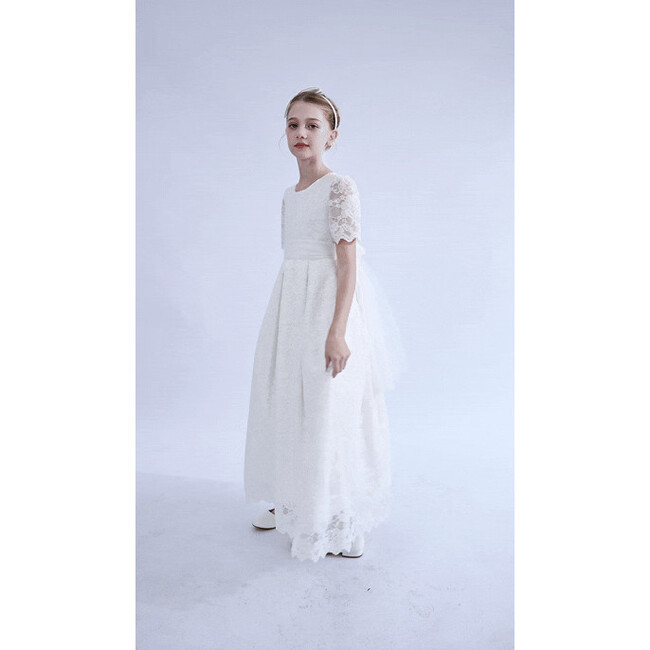 Belciana Short Sleeve Lace Dress, White