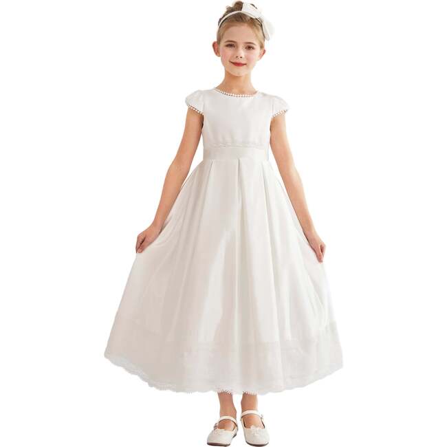 Pearl-Trim Havenelle Dress, White