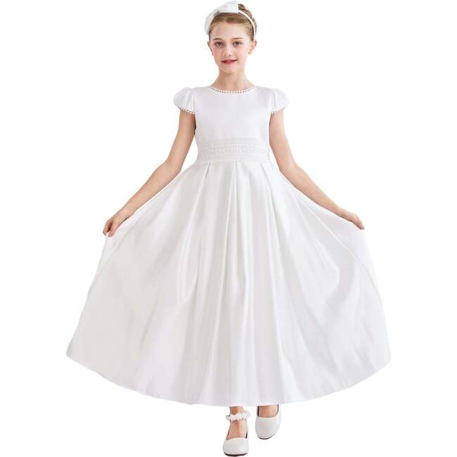 Dalmira Puff Sleeve Formal Dress, White