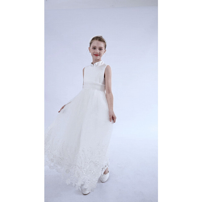 Alvaria Sleeveless Lace Dress, White