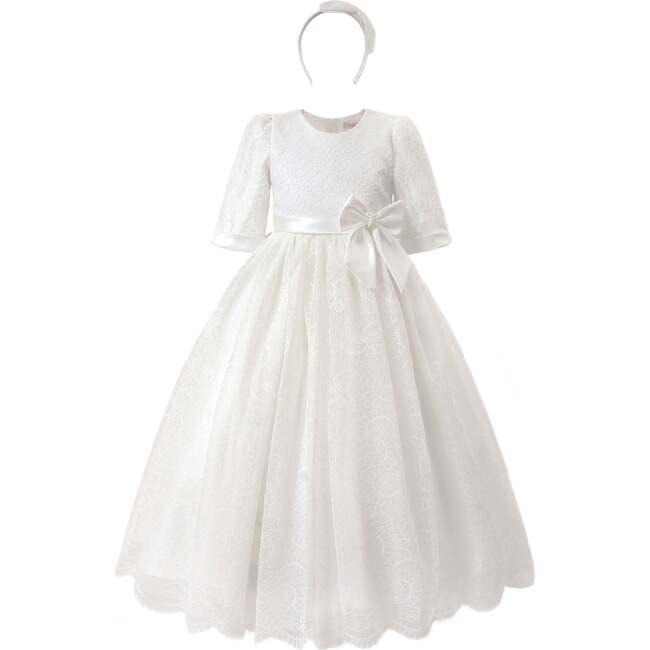 Shannora Puff Sleeve Formal Dress, White - Dresses - 3