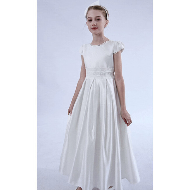 Dalmira Puff Sleeve Formal Dress, White