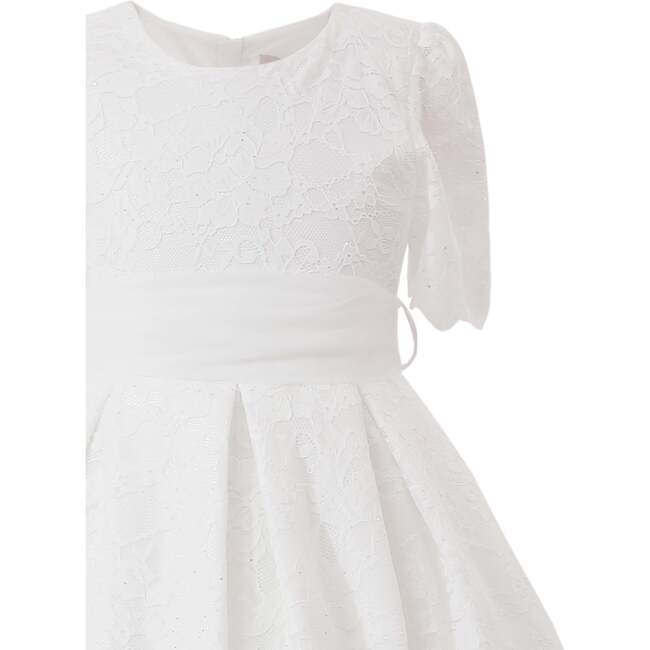 Belciana Short Sleeve Lace Dress, White - Dresses - 4