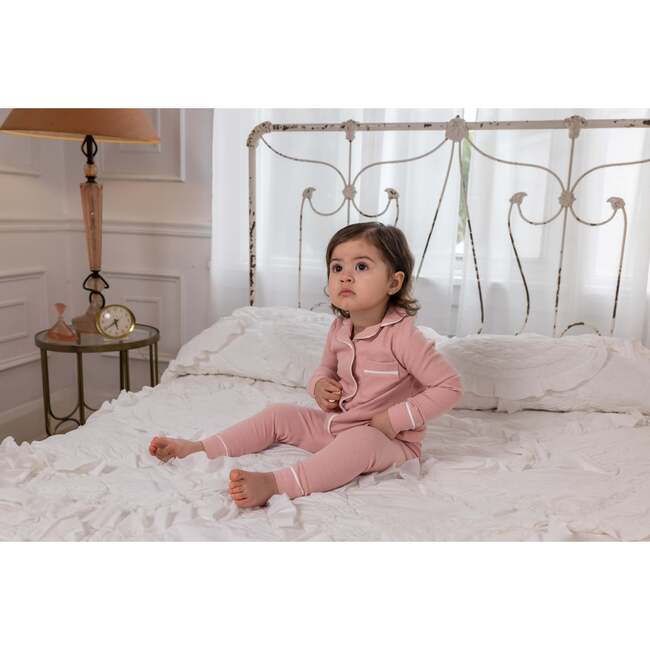 Ribbed Grandpa PJ, Pink - Pajamas - 3