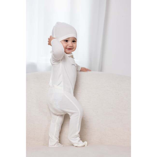 Petit Pouf Footie, White/Blue - Footie Pajamas - 3