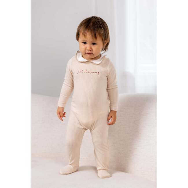 Petite Pouf Footie, Cream/Pink - Footie Pajamas - 3
