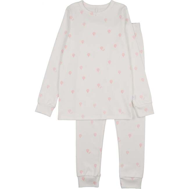 Hot Air Balloon Printed PJ, White/Pink