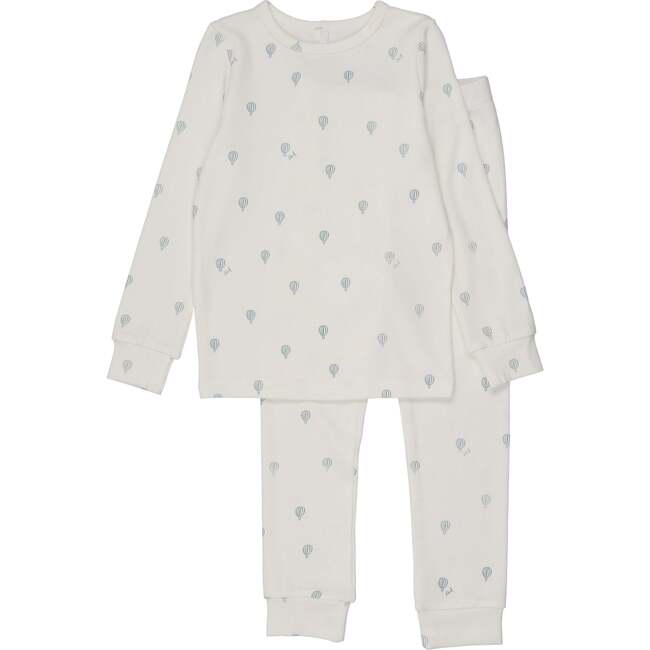 Hot Air Balloon Printed PJ, White/Blue