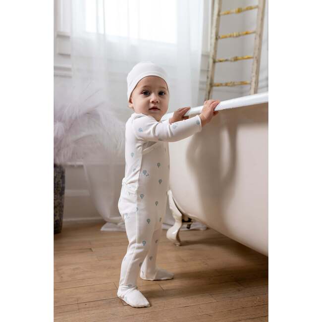 Hot Air Balloon Printed Footie, White/Blue