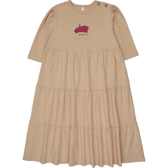 French 3/4 Sleeve Dress, Beige