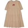French 3/4 Sleeve Dress, Beige - Dresses - 1 - thumbnail