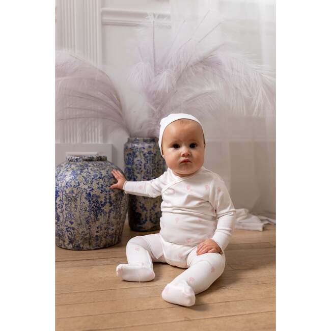 Hot Air Balloon Printed Footie, White/Pink