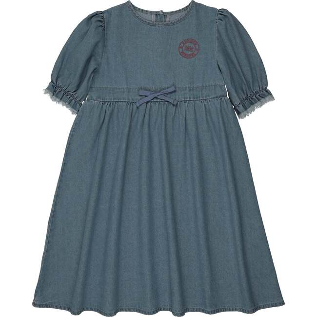 Denim 3/4 Sleeve Dress, Blue