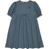 Denim 3/4 Sleeve Dress, Blue - Dresses - 1 - thumbnail