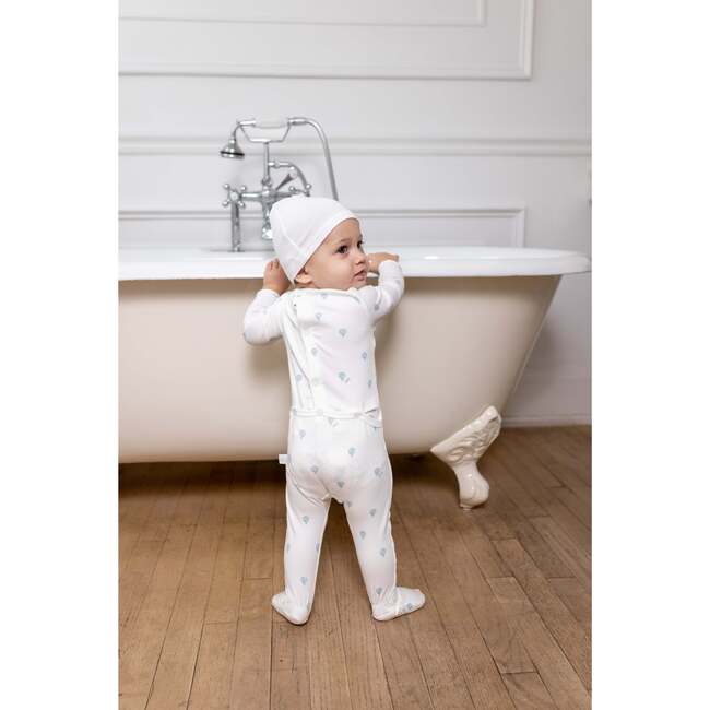 Hot Air Balloon Printed Footie, White/Blue - Footie Pajamas - 3