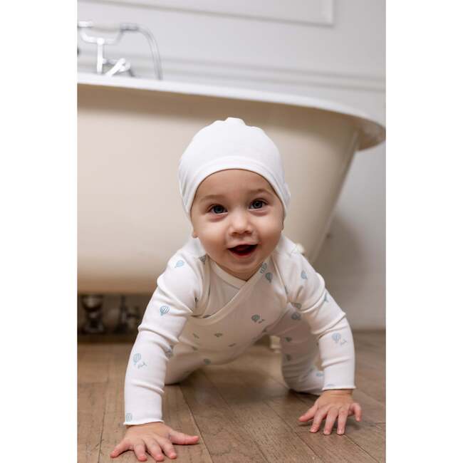 Hot Air Balloon Printed Footie, White/Blue - Footie Pajamas - 5