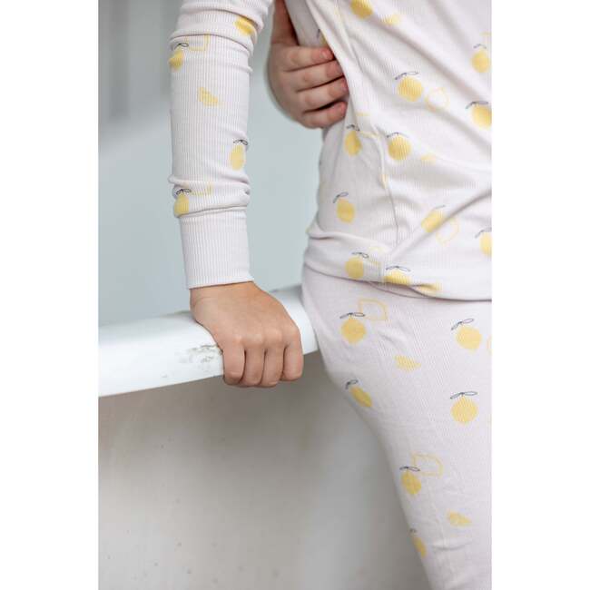 Lemon Print PJ, Pink - Pajamas - 4