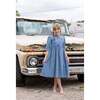Denim 3/4 Sleeve Dress, Blue - Dresses - 3