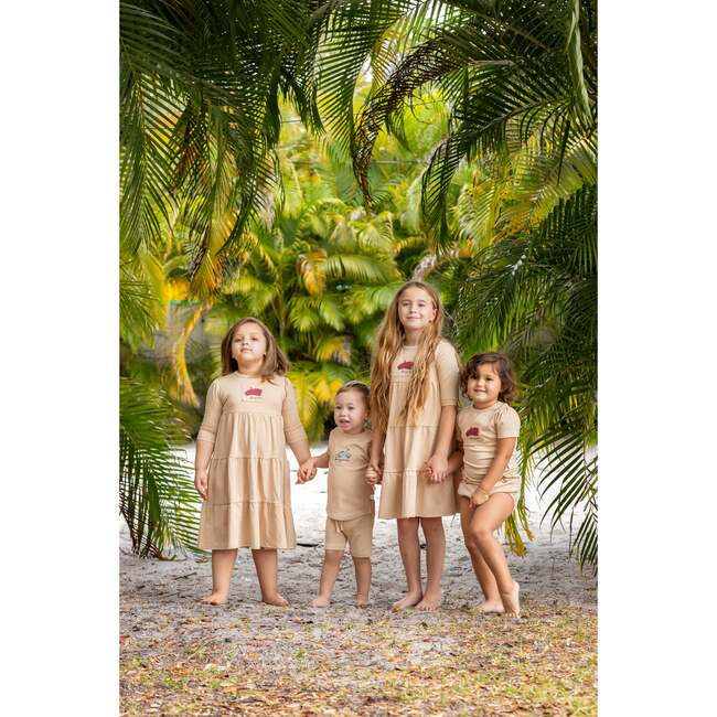 French 3/4 Sleeve Dress, Beige - Dresses - 5