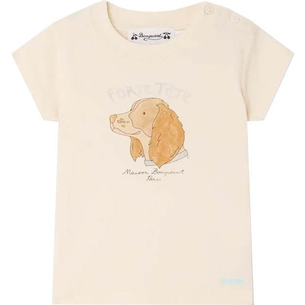 BONPOINT Tom Forte Tête Baby T-Shirt, Ivory