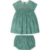 BONPOINT Maruska Baby Dress & Bloomers, Emerald - Dresses - 1 - thumbnail