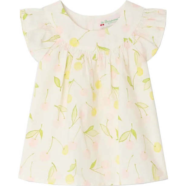 BONPOINT Lala Cherries Baby Blouse, Powder Rose