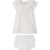 BONPOINT Lenou Baby Dress & Bloomers, Blanc Lait - Dresses - 1 - thumbnail