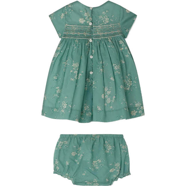 BONPOINT Maruska Baby Dress & Bloomers, Emerald - Dresses - 3