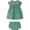 BONPOINT Maruska Baby Dress & Bloomers, Emerald - Dresses - 3