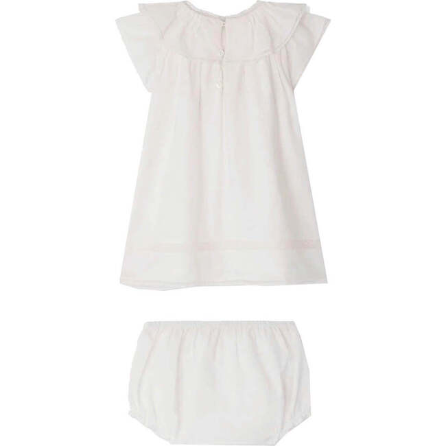 BONPOINT Lenou Baby Dress & Bloomers, Blanc Lait