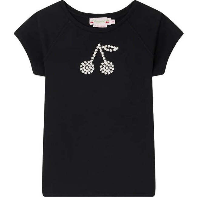 BONPOINT Asmae Embroidered Cherries T-Shirt, Faux Noir