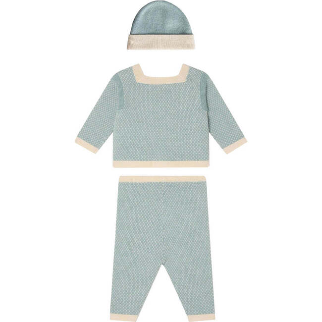 BONPOINT Joe Knit Baby Set With Beanie, Bleu