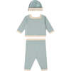 BONPOINT Joe Knit Baby Set With Beanie, Bleu - Mixed Apparel Set - 2 - thumbnail